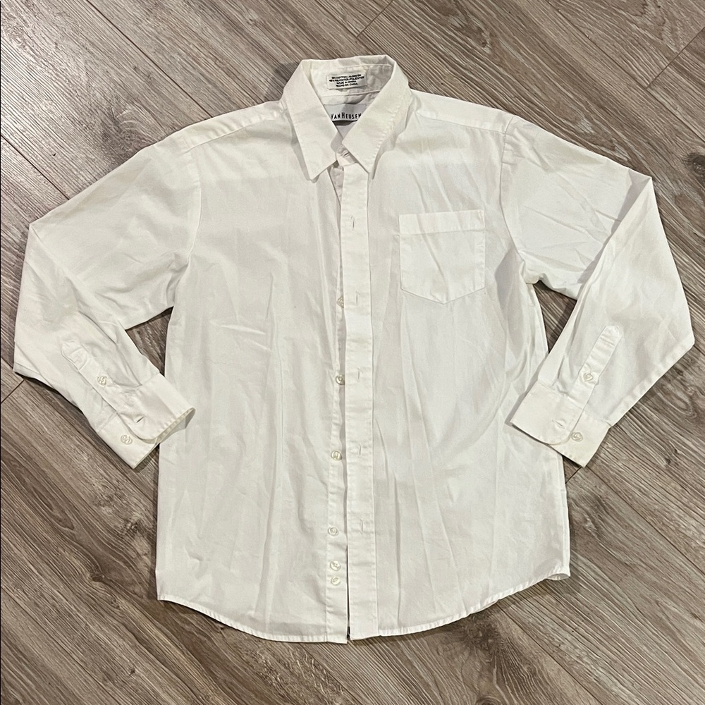 Van Heusen White Casual Button Down Shirt boys 14R